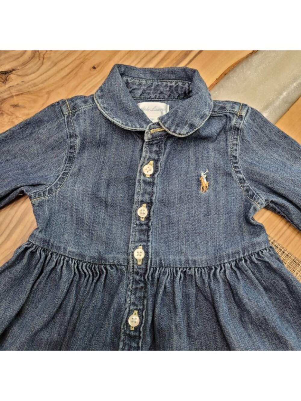 Ralph Lauren Baby Girl’s Denim Dress & Bloomer Indigo Blue Pony Size 3M - Picture 2 of 10